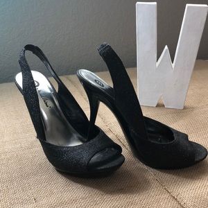 Michael Antonio Black Sparkle Slingback Stilleto
